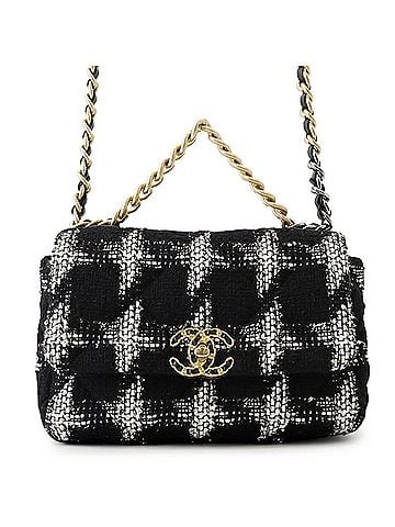 Chanel Chanel Chain Shoulder Bag CHANEL19 Flap Coco Mark Tweed AS1160 CHANEL Handbag Black White Women's (view 1)