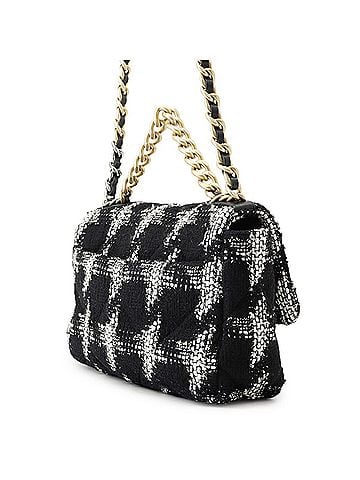 Chanel Chanel Chain Shoulder Bag CHANEL19 Flap Coco Mark Tweed AS1160 CHANEL Handbag Black White Women's (view 2)