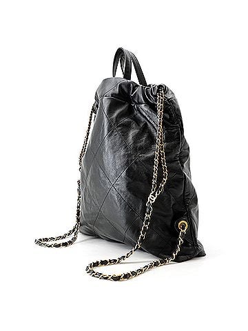 Chanel Chanel Backpack, 22 Large, Shiny Calf Leather AS3313, CHANEL Handbag, Black, Women's (view 2)