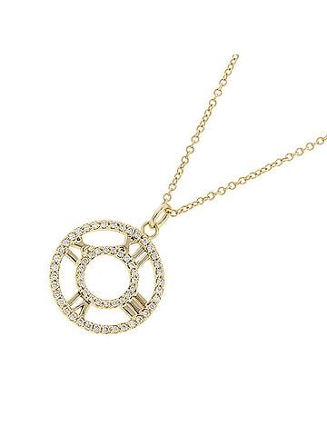 Tiffany & Co. Tiffany &amp; Co. Atlas Diamond Necklace in 18K Yellow Gold. Circle Pendant. (view 1)