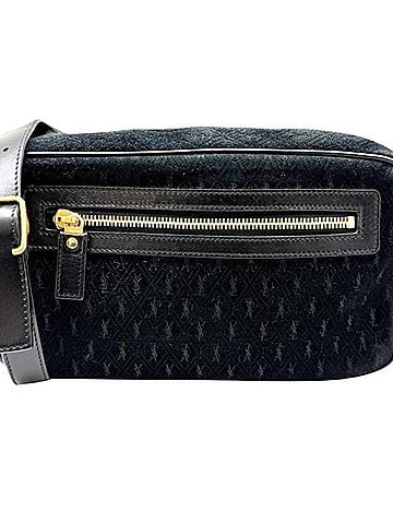 Saint Laurent SAINT LAURENT Monogram All-Over Suede Black Shoulder Bag GLT568608 Crossbody for Women (view 1)