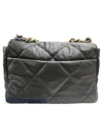 Chanel CHANEL AS1161 Chanel 19 Large Handbag, Shiny Lambskin, Black Shoulder Bag, Chain Shoulder, Coco Mark (view 2)