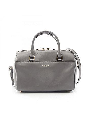 Yves Saint Laurent Yves Saint Laurent Saint Laurent Paris Baby Duffle 2-Way Handbag, Leather, Women's, Gray, 330958 (view 1)