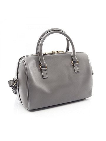 Yves Saint Laurent Yves Saint Laurent Saint Laurent Paris Baby Duffle 2-Way Handbag, Leather, Women's, Gray, 330958 (view 2)