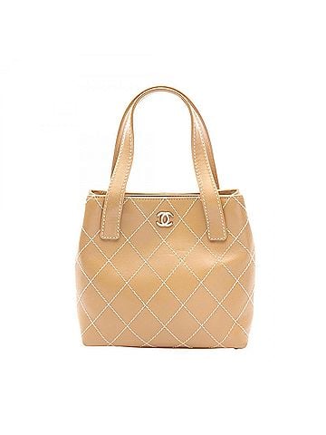 Chanel Chanel Wild Stitch Tote Bag Handbag Leather Women's Beige A18126 (view 1)