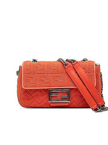 Fendi Zucca Embossed Technical Fabric Chain Midi Baguette (view 1)