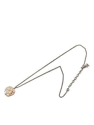 Chanel Brass and Mother of Pearl Camellia Pendant Necklace (view 1)
