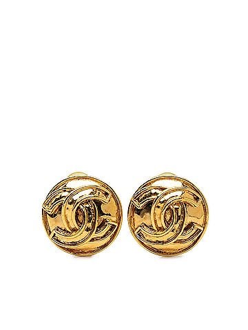 Chanel CC Gold Plated Round Clip On Earrings (view 1)