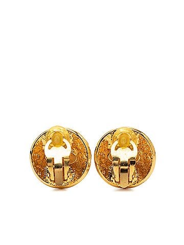 Chanel CC Gold Plated Round Clip On Earrings (view 2)