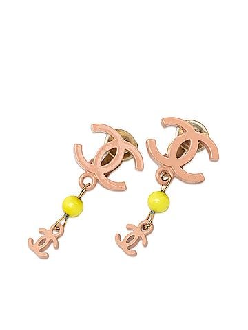 Chanel CC Gold Plated Resin Drop Clip On Earrings (view 1)