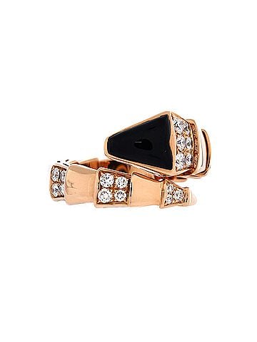 Bvlgari Serpenti Viper One-Coil Ring 18K Rose Gold with Onyx and Semi Pave Diamonds Wide (view 1)
