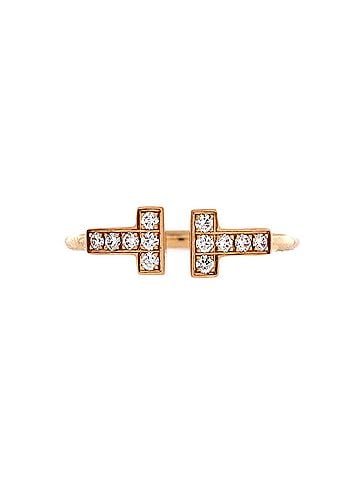 Tiffany & Co. T Wire Ring 18K Rose Gold with Diamonds (view 1)
