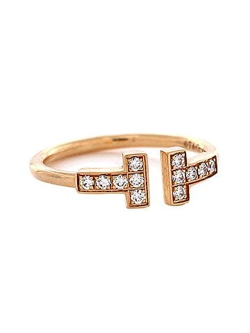 Tiffany & Co. T Wire Ring 18K Rose Gold with Diamonds (view 2)