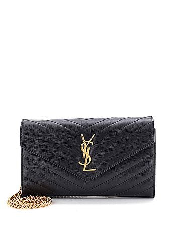 Saint Laurent Classic Monogram Wallet on Chain Matelasse Chevron Leather Medium (view 1)