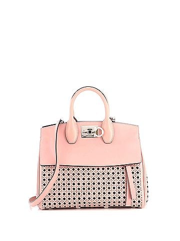 Salvatore Ferragamo Studio Satchel Laser Cut Leather Small (view 1)