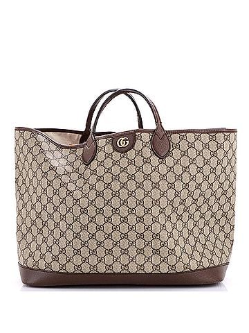 Gucci Ophidia Top Handle Shopping Tote GG Coated Canvas and Leather Medium (view 1)