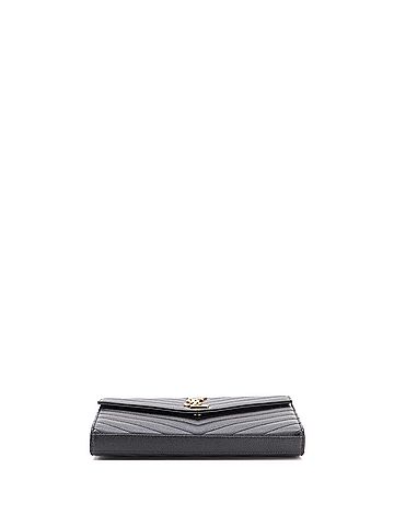 Saint Laurent Classic Monogram Wallet on Chain Matelasse Chevron Leather Medium (view 2)