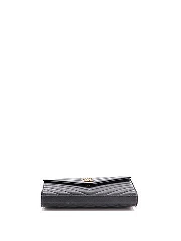 Saint Laurent Classic Monogram Wallet on Chain Matelasse Chevron Leather Medium (view 2)