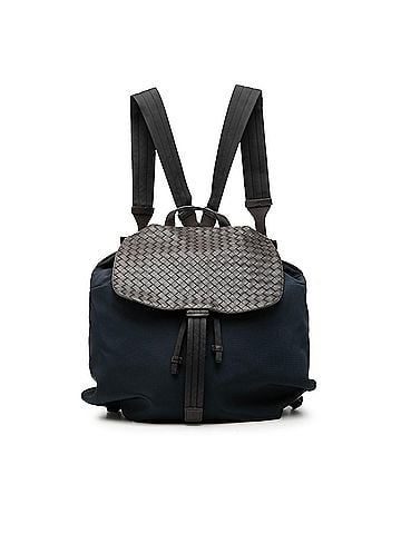 Bottega Veneta Canvas and Nappa Intrecciato Flap Backpack (view 1)