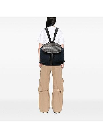Bottega Veneta Canvas and Nappa Intrecciato Flap Backpack (view 2)