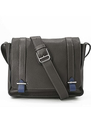 Hermès HERMES Steve Caporal 27 Shoulder Bag, Taurillon Clemence Leather, Men's, Bicolor, Etoupe Blue (view 1)