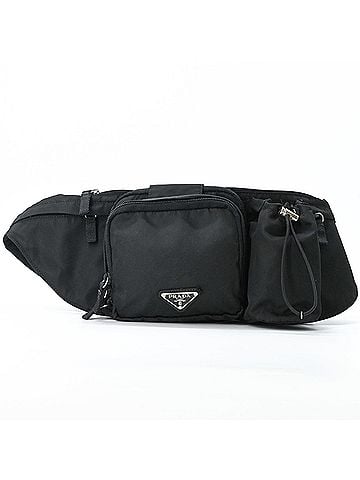 Prada PRADA Prada waist pouch, triangle shoulder bag, body black nylon, black, VA0056, with white tag. (view 1)