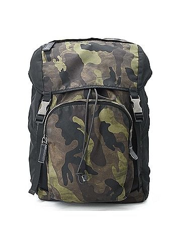 Prada PRADA Camouflage Backpack, Nylon, Triangle Design, Men's, Khaki Green/Black, V135 (view 2)