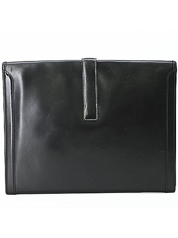 Hermès HERMES Jige GM Clutch Bag, Box Calf Leather, Men's, Black (view 2)