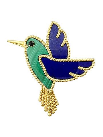 Van Cleef & Arpels Van Cleef &amp; Arpels Lucky Animals Colibri Brooch, 18K Yellow Gold, Malachite and Lapis Lazuli, Women's. (view 1)