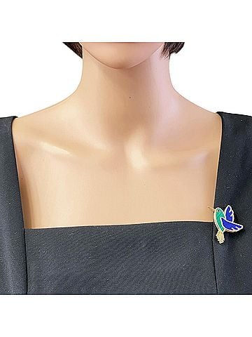 Van Cleef & Arpels Van Cleef &amp; Arpels Lucky Animals Colibri Brooch, 18K Yellow Gold, Malachite and Lapis Lazuli, Women's. (view 2)