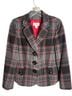Talbots 70% Wool 30% Nylon 100% Polyester Plaid Black Gray Red Blazer Size 8 - photo 1