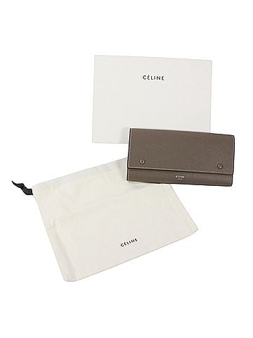 Céline CELINE Celine Large Flap Multifunction 101673AFE.09SO Long Wallet Leather Greige Yellow Women's (view 2)