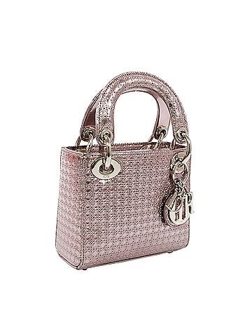 Christian Dior Christian Dior Dior Lady Micro Cannage Mini Shoulder Bag, Patent Leather, Metallic Pink, Women's (view 2)