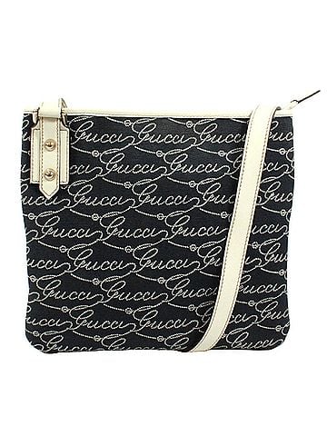 Gucci GUCCI Flat Messenger Bag, Logo Pattern, 498879, Shoulder Canvas and Leather, Navy White, Women's (view 1)