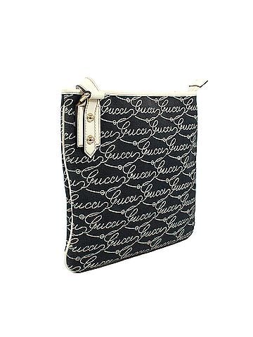 Gucci GUCCI Flat Messenger Bag, Logo Pattern, 498879, Shoulder Canvas and Leather, Navy White, Women's (view 2)