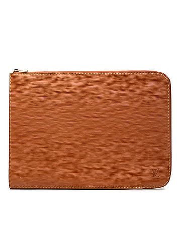 Louis Vuitton Louis Vuitton Epi Pochette Document Clutch Bag, Second M54498, Zipang Gold, Brown Leather, Women's, LOUIS VUITTON (view 1)