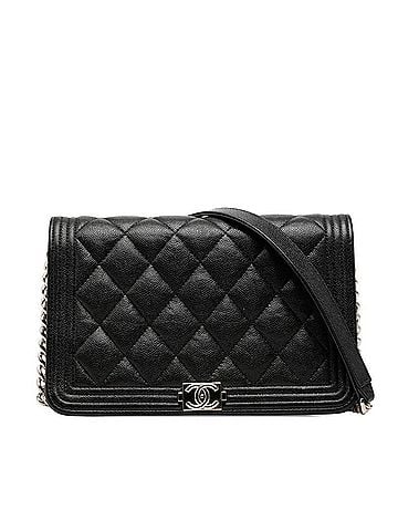 Chanel Chanel Coco Mark Matelassé Boy Chain Wallet Shoulder Bag, Black, Silver Hardware, Caviar Leather, Women's CHANEL (view 1)