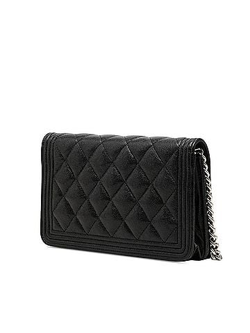 Chanel Chanel Coco Mark Matelassé Boy Chain Wallet Shoulder Bag, Black, Silver Hardware, Caviar Leather, Women's CHANEL (view 2)