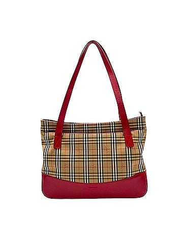 Burberry Burberry Nova Check Shadow Horse Tote Bag Handbag Canvas Leather Beige Rose Red S32 (view 2)