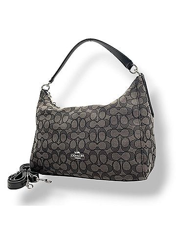 Coach Coach Signature Celeste Convertible Hobo Shoulder Bag Handbag Crossbody Canvas Leather Grey Black Silver Hardware S53 (view 1)