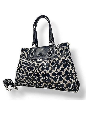 Coach Coach Ashley Signature Satin Carryall Handbag Shoulder Bag with Strap, Canvas and Leather, Grey, Silver Hardware, Women's F15510 S31 (view 1)