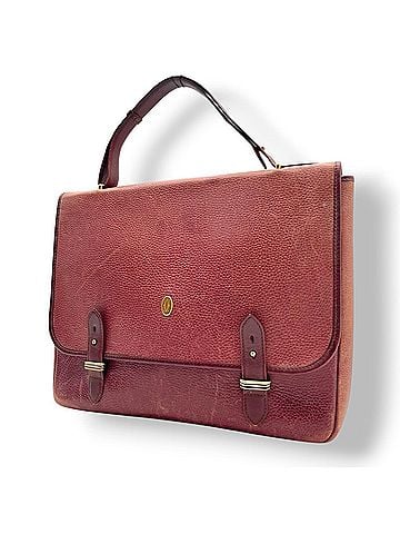 Cartier Cartier Must Line Leather Business Bag Briefcase Handbag Bordeaux Gold Hardware Men's Women's S53 (view 1)