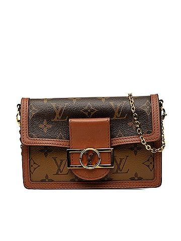 Louis Vuitton Louis Vuitton Monogram Reverse Portefeuille Dauphine Crossbody Chain Shoulder Bag M68746 Brown Leather Women's LOUIS VUITTON (view 1)