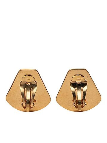 Hermès Hermes Enamel Fan-Shaped Earrings, Jockey Style, Blue, Green, Gold Plated, Women's. (view 2)