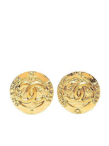 Chanel Chanel Coco Mark Vintage Earrings, Round, Size 28, Gold Plated, GP, Women's. (view 1)