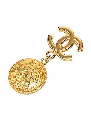 Chanel Chanel Coco Mark Vintage Brooch 96P Gold Plated GP Women's CHANEL (view 1)