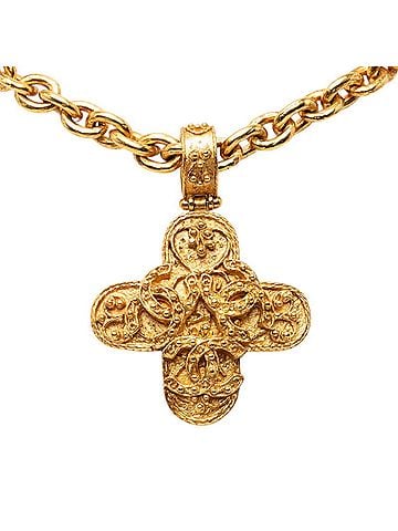 Chanel Chanel Coco Mark Vintage Chain Long Pendant Necklace 94A Gold Plated Women's CHANEL (view 1)