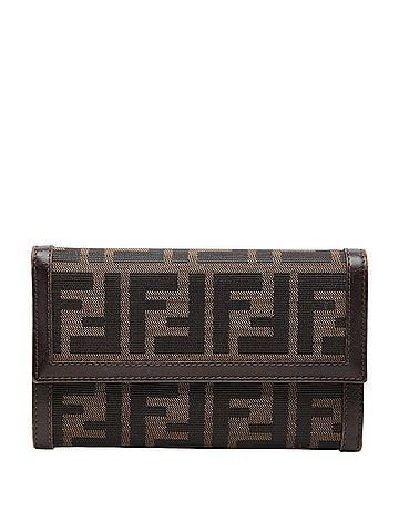 Fendi Fendi Zucca Tri-fold Wallet, Brown &amp; Black Canvas Leather, Women's FENDI (view 1)