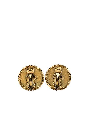Chanel Chanel Coco Mark Vintage Earrings 95P Black Gold Plated Women's CHANEL (view 2)