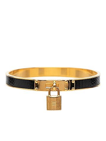 Hermès Hermes Kelly Bangle, Cadena Motif Gold and Black Plated Leather, Women's HERMES (view 1)